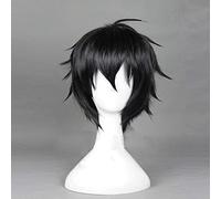 Peluca de Seraph of The End Yuichiro Hyakuya 30cm 11,81"Pelucas cortas rectas de Cosplay de Anime para hombres y niños Fiesta de disfraces Negro Azul Mixe