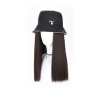 Peluca De Sombrero Gorro de peluca exquisito y de moda, gorro de peluca for mujer, peluca larga y recta, adecuado for festivales de música, fiestas temáticas, bodas, conciertos, citas Pelucas De Sombr