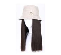 Peluca De Sombrero Gorro de peluca exquisito y de moda, gorro de peluca for mujer, peluca larga y recta, adecuado for festivales de música, fiestas temáticas, bodas, conciertos, citas Pelucas De Sombr