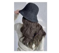 Peluca de sombrero Gorro de peluca for mujer, gorro de peluca marrón y negro, gorro de peluca ondulado, peluca de fibra sintética resistente al calor de aspecto natural, adecuado for uso diario en fie