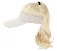 Peluca de sombrero para mujeres gorro de gorra de béisbol blanca de cola rizada con cabello 18 en extensiones de cabello peluca sintética sol con (rubio) ..