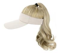 Peluca de sombrero para mujeres gorro de la gorra de béisbol blanca de cola rizada con cabello 18 en extensiones de cabello de peluca sintética con (marrón claro) ..
