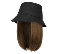 Peluca de sombrero Peluca de sombrero desmontable for mujer, gorra con visera transpirable a la moda, gorro de peluca desmontable ajustable, peinado for mujer Gorro de peluca(B)
