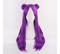 Peluca de trenza larga púrpura K/DA Kaisa con moño Cosplay disfraz KDA Kai'Sa pelo sintético resistente al calor pelucas de fiesta para mujer