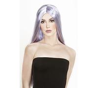 Peluca de Vampiresa Diablo de Halloween para Mujer, Pelo Largo y Liso de Cosplay, Pelucas Sintéticas de Fibra resistente al Calor de Alta Temperatura (Morado)