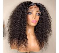 Peluca delantera de encaje sintético rizado rizado suave para mujeres Babyhair Negro sin pegamento Preplucked Heat Resisitant