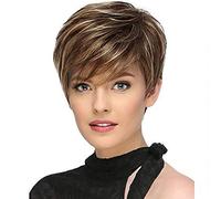 Peluca Dorada Para Mujeres, Moda Dividida Oblicuamente Flequillo Dorado Cara Corta Y Cabello Recto, Peluca De Seda De Alta Temperatura