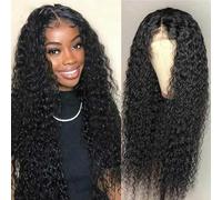 Peluca Europea Y Americana Para Mujer Con Pelo Largo Y Rizado, Rizos Pequeños, Peluca Negra Ligeramente Rizada