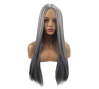 Peluca Europea Y Americana Para Mujer, Pelo Largo Y Liso Con Degradado Plateado, 70 Cm
