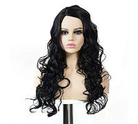 Peluca Europea Y Negra Para Mujer, Gran Ola De Pelo Largo Y Rizado, Peluquín De Cara Modificada, Peluca De Alambre De Alta Temperatura