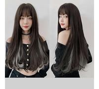 Peluca Femenina Cabello Largo Colgando Oreja Resalta El Cabello Teñido Diadema Completa Flequillo Cómico Cabello Largo Y Rizado Naturalmente Ligeramente Rizado