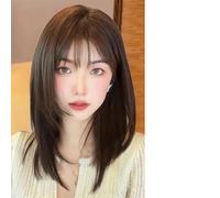 Peluca Femenina De Pelo Corto De Verano Pelo De Clavícula Japonés Corto Roto Cubierta De Cabeza Completa Conjunto De Peluca Marrón Frío
