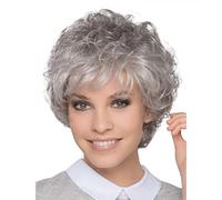 Peluca Femenina De Pelo Corto Y Rizado, Pelo Gris Y Blanco Europeo Y Americano, Flequillo Oblicuo Esponjoso, Peluca Femenina, Peluca De Seda De Alta Temperatura