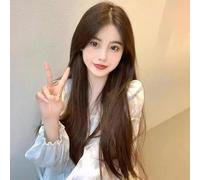 Peluca Femenina De Pelo Largo De Alto Nivel Marrón Fresco Con Raya Media Flequillo Pelo Largo Y Rizado Europeo Y Americano