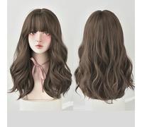 Peluca Femenina Natural Diadema Completa Pelo Largo Y Rizado Flequillo De Aire Pelo Medio Largo Esponjoso