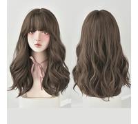 Peluca Femenina Natural Diadema Completa Pelo Largo Y Rizado Flequillo De Aire Pelo Medio Largo Natural Esponjoso