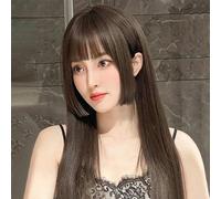 Peluca Femenina Pelo Largo Marrón Frío Verano Simulación Natural Pelo Largo Y Liso Tocado Completo