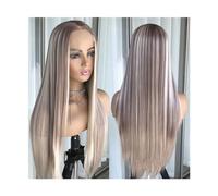 Peluca femenina Peluca con malla Frontal recta de platino rubio resaltado de color rubio prearrancada pelo sintético for mujeres peluca Frontal de encaje sin pegamento Cabello humano(Highlight Blonde2