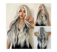 Peluca femenina Peluca rizada for mujeres negras, peluca diaria de 26 pulgadas, pelucas sintéticas, pelo largo ondulado con agua, pelucas Afro de parte media Rubio platino marrón Cabello humano(LC3024