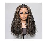 Peluca frontal de encaje de 13 x 4, rizada con piano rubio, 150 % densidad, cabello degradado preteñido agrega volumen al cabello (66 cm)