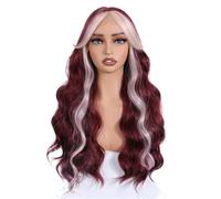 Peluca Frontal De Encaje De 22 Pulgadas, Pelucas Sintéticas Prearrancadas 13x4 For Mujeres Con Flequillo De Cortina, Onda Corporal Aspecto Natural Suave y Natural(HL350L-PKGD7)