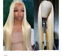 Peluca frontal de encaje HD de 13 x 6, pelucas de cabello humano rubio con frente de encaje de 13 x 4 para mujeres, pelucas de cabello humano liso con hueso pre-arrugado, peluca frontal de encaje de 1