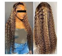 Peluca frontal de encaje ombré con reflejos de 4 a 30 pulgadas, cabello humano HD con ondas profundas, sin pegamento, for mujeres(Creamy-white,6inches)