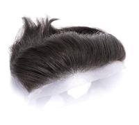 Peluca frontal de piel sintética for hombre, peluquín for la frente, línea capilar natural, cabello humano Suave y Transpirable(#1B,2x6 inches)