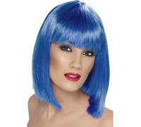 Peluca Glamour Azul Accesorio De Disfraz Para Damas Peluca Bob Corta Azul