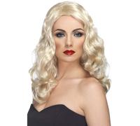 Peluca Glamour Larga Rizada Rubia Accesorio De Disfraz De Celebridad Para Damas