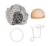 Peluca Gris De 1 Pieza, Anciana, Pelo Corto Y Rizado, Accesorios De Peluca Para Cosplay, Pelo Rizado Ondulado, Peluca Para Disfraz De Fiesta Navideña