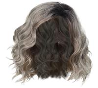 Peluca gris de 1 por ciento, pelucas gris rizadas de moda de 12.6 pulgadas, pelucas gris cortas natrales para mujeres, peluca de fibra de alta temperatura suave con flequillo diagonal, pelucas d.