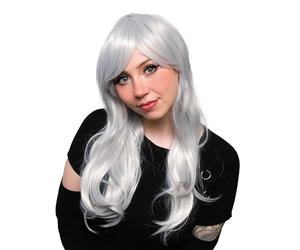 Peluca gris/plateada - 20 pulgadas de largo pelo ondulado para fiesta de disfraces - Cosplay disfraces - peluca de disfraces, fiestas de disfraces - Accesorios de disfraces - BY Trixes