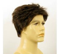Peluca hombre cabello 100% natural marrón con pelo blanco BENOIT 6SPW