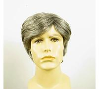 Peluca hombre corto de cabello 100% natural gris mecha blanca BERNARD 44