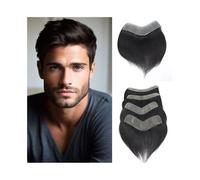 Peluca Hombre Peluca de cabello humano con línea de cabello fino de 0,06 mm for hombres, forma de V, invisible, frontal Peluquín para hombre(18cmx4cm)