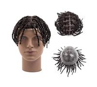 Peluca Hombre Prótesis capilar for hombre, trenzas de crochet retorcidas de 15 cm, piel completa inyectada, cabello humano, tupé rasta. Peluquín para hombre(1#,8x10)