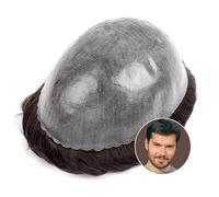 Peluca Hombre Prótesis capilar masculina de cabello humano indio con inyección, sistema capilar completo, sin nudos, tupé masculino Peluquín para hombre(2 - Darkest Brown,7x10)