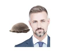 Peluca Hombre Sistema de peluquín indio Remy for hombre, 20 x 25 cm, transpirable, con encaje completo, de repuesto Peluquín para hombre