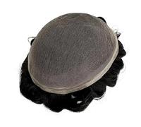 Peluca Hombre Sistemas de reemplazo de cabello humano indio de 6" for hombres con encaje completo Peluquín para hombre(1b#,8x10)