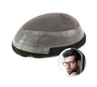 Peluca Hombre Tupé de cabello humano con base australiana for hombres, con encaje coreano en la parte superior, de polipiel y perímetro, prótesis capilar for hombres. Peluquín para hombre(7x9)