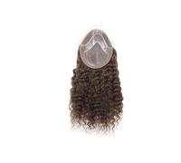 Peluca hombres 12 14 16 pulgadas encaje frontal rizado pelo humano #4 marrón medio para hombre tupet sistemas mono encaje PU alrededor de la base (14 pulgadas)