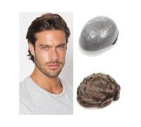 Peluca hombres #7 marrón 8 × 10 pulgadas Full PU Base Cabello 0,08 mm Piel Fina Pelo Humano Hombres Toupet