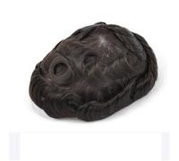 Peluca hombres prótesis cabello humano sistema unidades francés encaje frontal hombres toupet anudado PU piel base pelo masculino (marrón oscuro, 8 x 10)