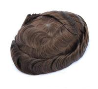 Peluca Hombres PU Skin Perimeter Masculino Prótesis de Cabello Humano Toupet para Hombres Línea Invisible Encaje Top (4#)