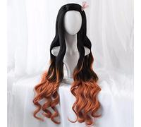 Peluca Kamado Nezuko Demon Slayer: Kimetsu no Yaiba Nezuko Cosplay 95cm gradiente Accesorios para el Cabello Largo Peluca sintética Resistente al Calor