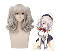 Peluca Kashima de Anime Kantai Collection Kashima Cosplay pelucas con cola de caballo desmontable + gorro de peluca