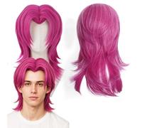 Peluca Kpop 'Demon Slayers', Peluca de Anime para Cosplay. Perfecta para fiestas, uso diario, festivales y Halloween. Ideal para televisión, cine y cosplay de videojuegos. (hot pink Medium-long)