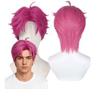 Peluca Kpop 'Demon Slayers', Peluca de Anime para Cosplay. Perfecta para fiestas, uso diario, festivales y Halloween. Ideal para televisión, cine y cosplay de videojuegos. (hot pink short)