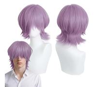 Peluca Kpop 'Demon Slayers', Peluca de Anime para Cosplay. Perfecta para fiestas, uso diario, festivales y Halloween. Ideal para televisión, cine y cosplay de videojuegos. (Purple male short)